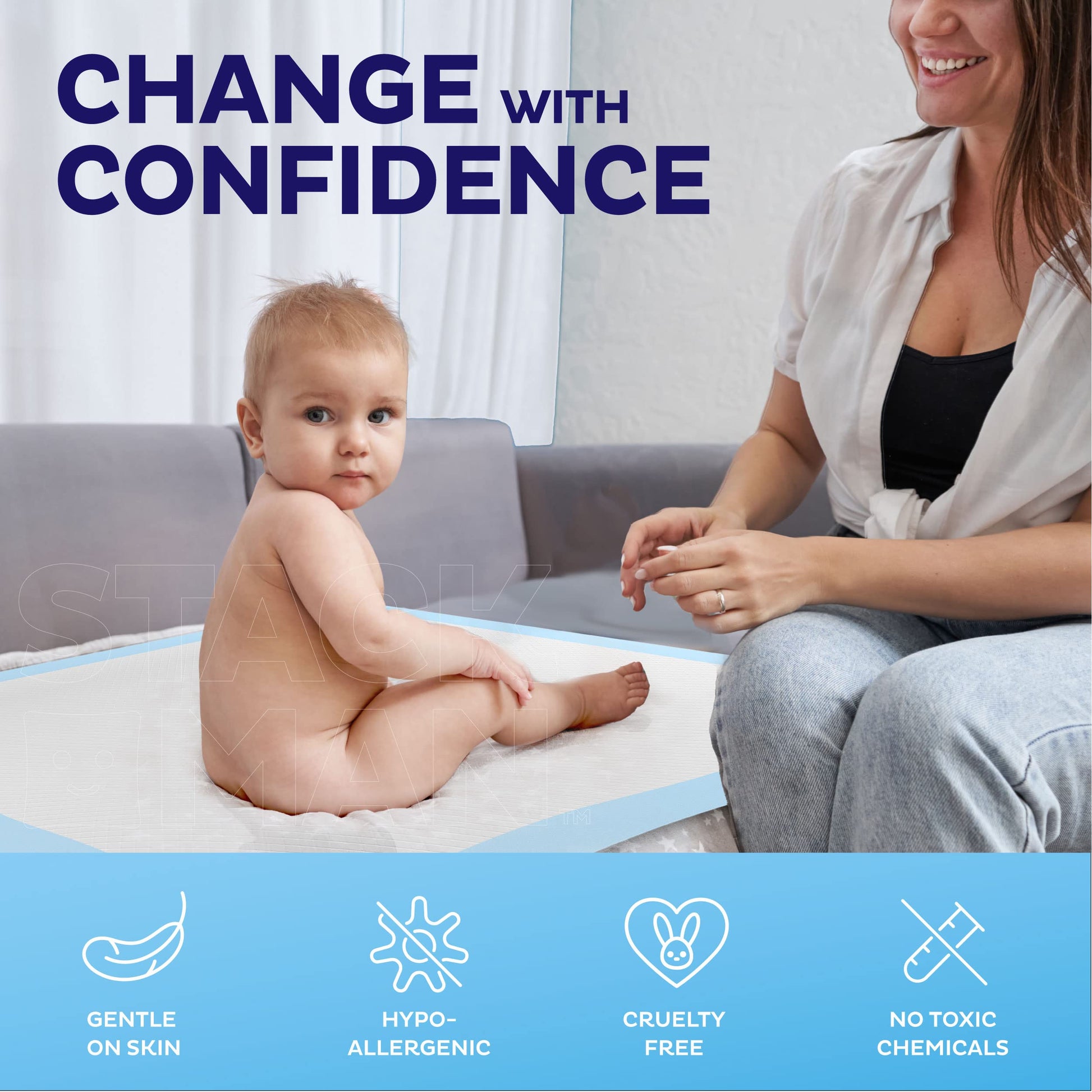 Chucks Pads Disposable [100-Pack] Underpads 17"x 24" Incontinence Chux Stack Man