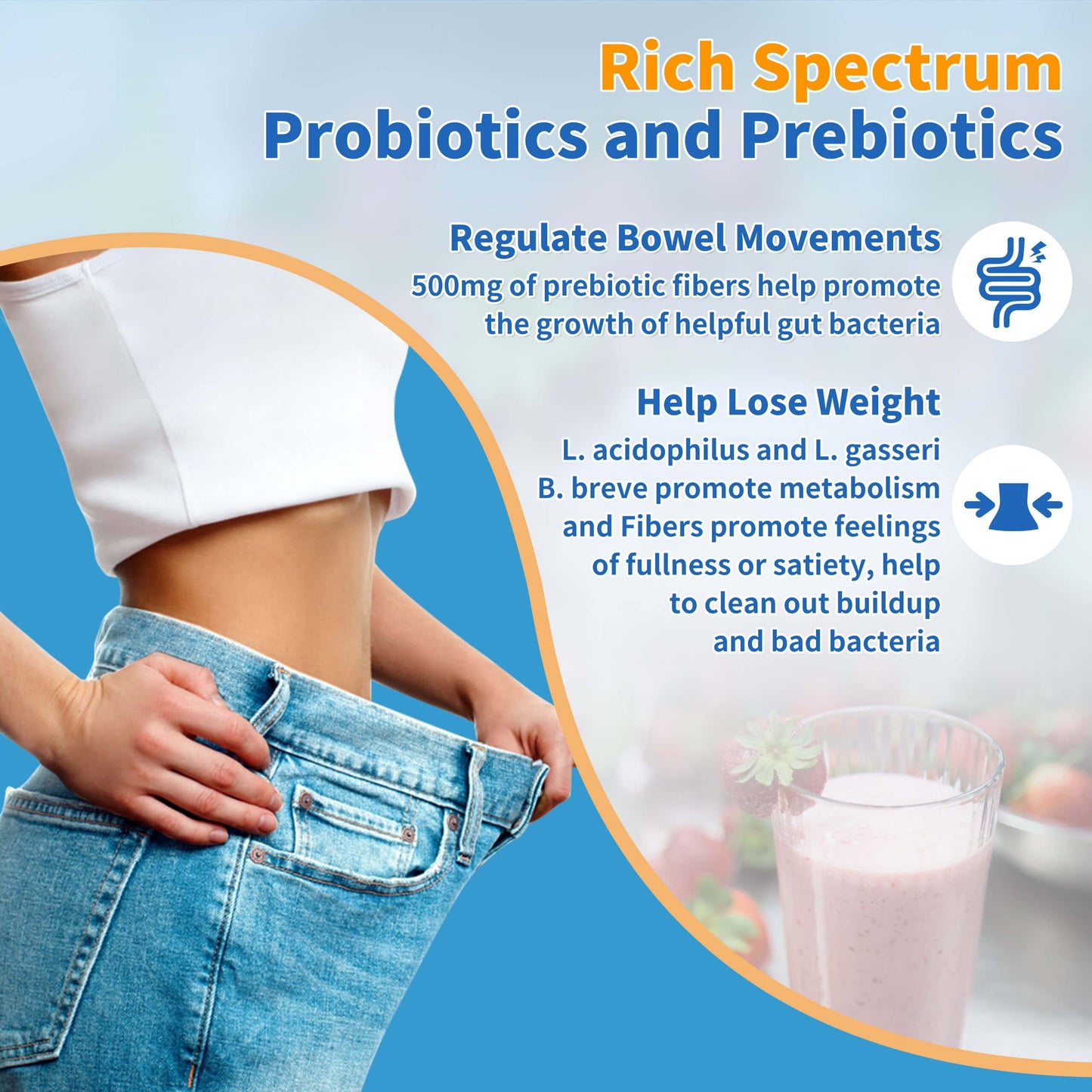 ZEBORA Probiotics for Women, Men and Kids, Prebiotics and Probiotics Powder