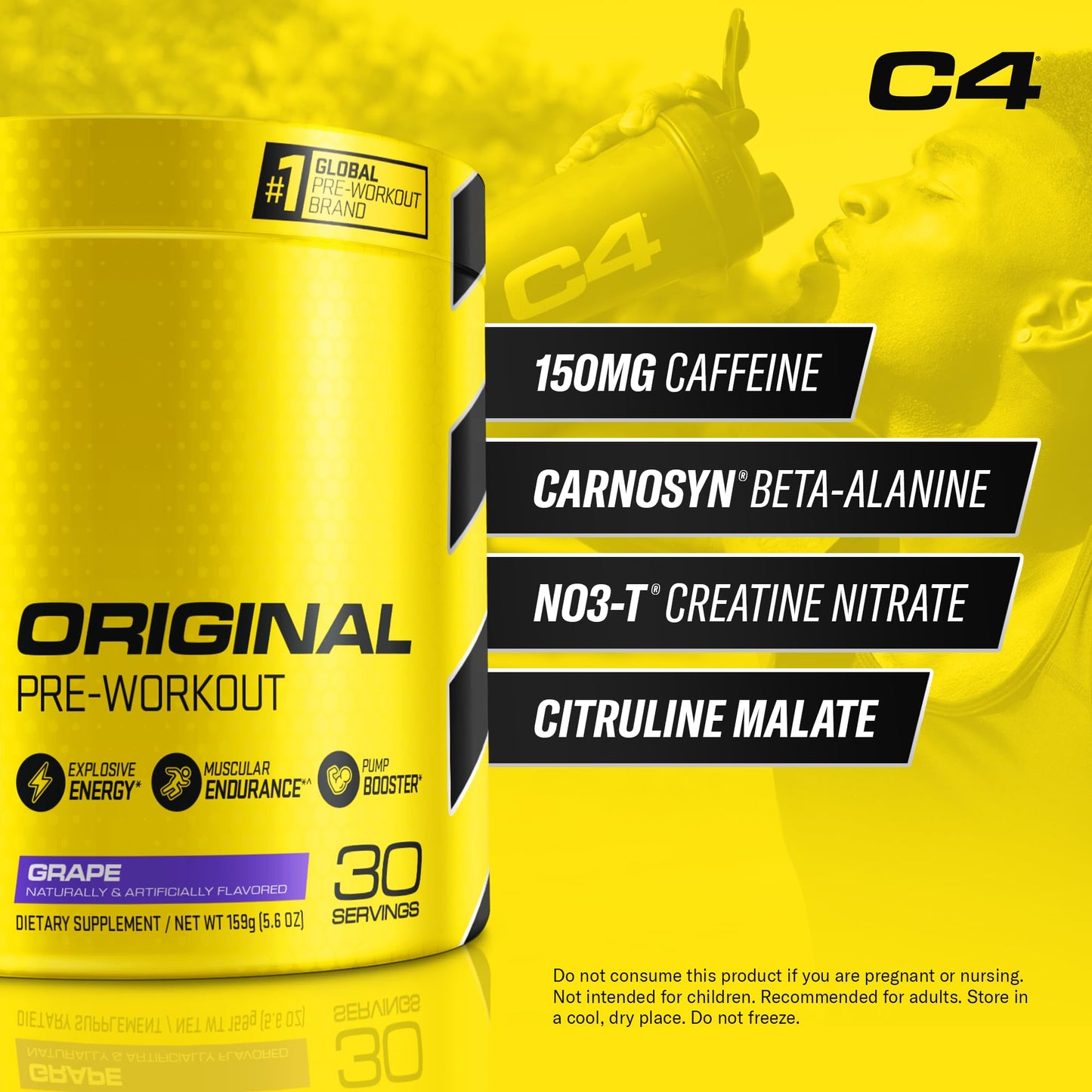 Cellucor C4 Original Pre Workout Powder Grape Sugar Free Preworkout Energy