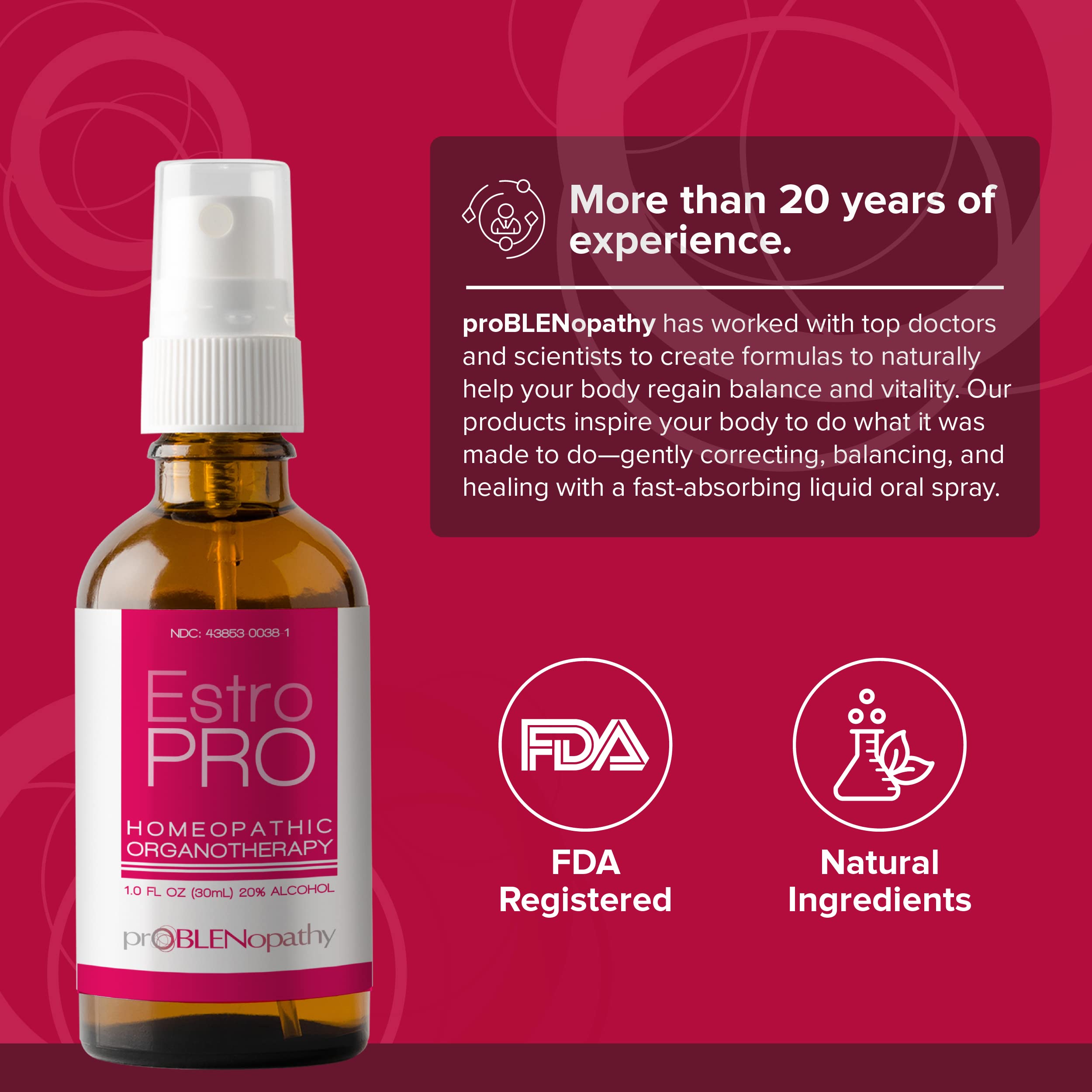 proBLEN Estrogen & Progesterone Oral Spray for Hormone Balance & Menopause Care 30ml proBLENopathy