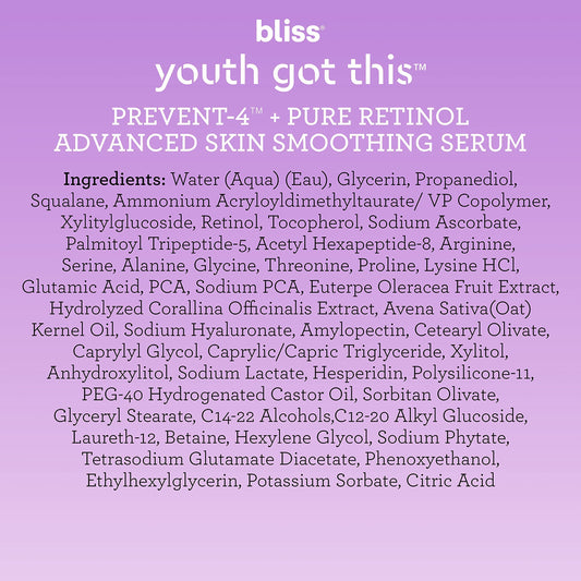 Bliss Youth Got This™ Prevent-4™ + Pure Retinol - 0.67 Fl Oz - Advanced Skin