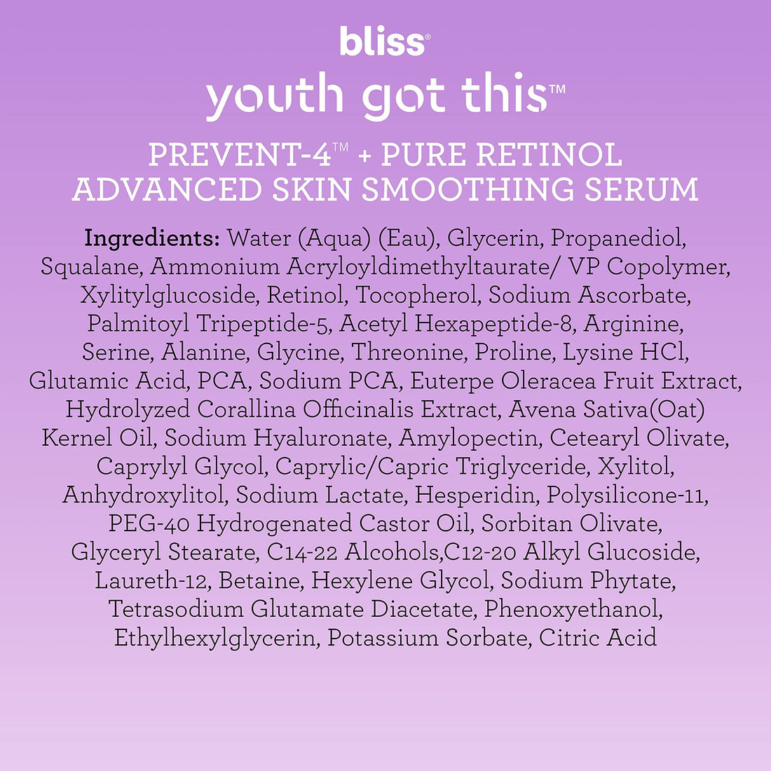 Bliss Youth Got This™ Prevent-4™ + Pure Retinol - 0.67 Fl Oz - Advanced Skin 