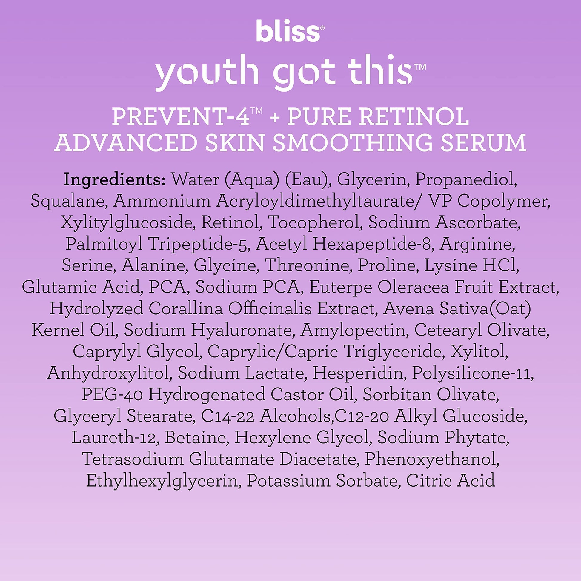Bliss Youth Got This™ Prevent-4™ + Pure Retinol - 0.67 Fl Oz - Advanced Skin Bliss