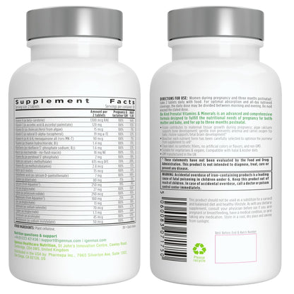 High Absorption Methylated Prenatal Multivitamin, Clean Label with Gentle Iron and Folic Acid