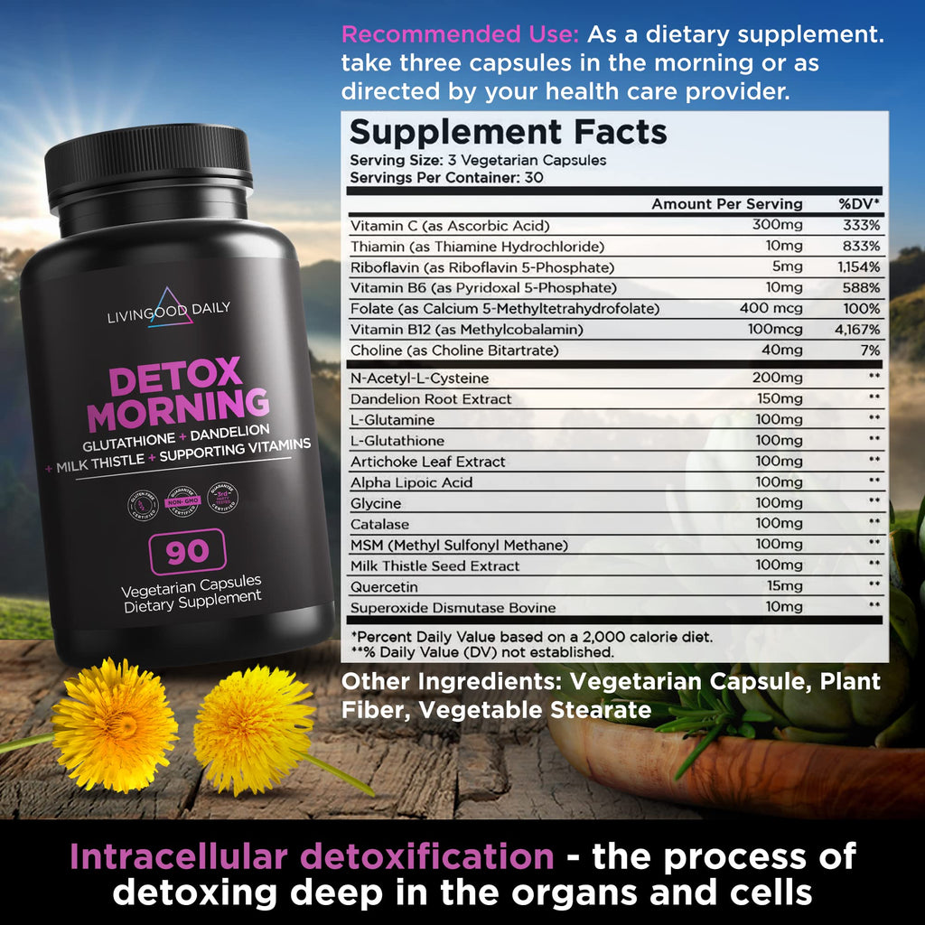 Livingood Daily Detox Pills - Full Body Detox Cleanse for Women & Men with Milk Thistle