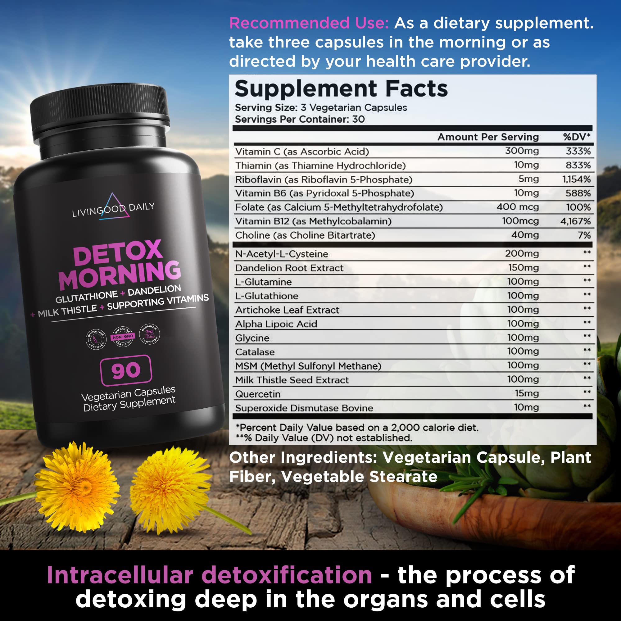 Livingood Daily Detox Pills - Full Body Detox Cleanse for Women & Men with Milk Thistle
