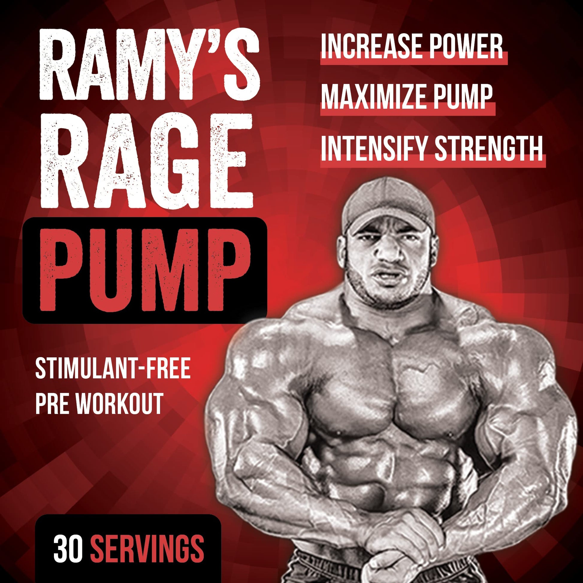 Enhanced Labs - Mr. Olympia 2020 Big Ramy’s Rage Pump - Stimulant Free Pre Workout w/Creatine to Increase Power, Maximize Pump, and Intensify Strength (30 Servings) (Orange Juice)