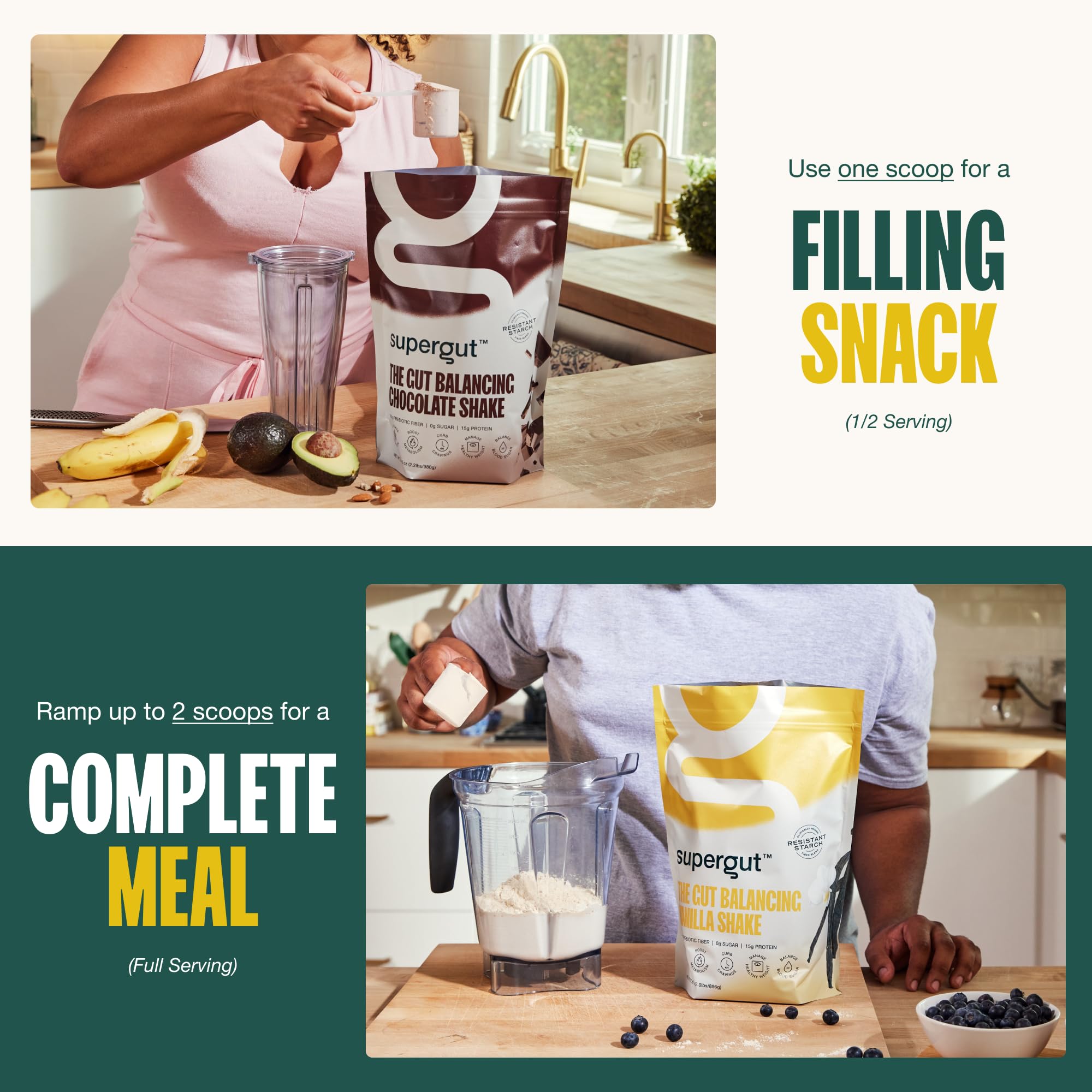 Supergut Prebiotic Shakes | Meal Replacement | Gut Health | Appetite Suppressant | High Protein and Fiber Supergut