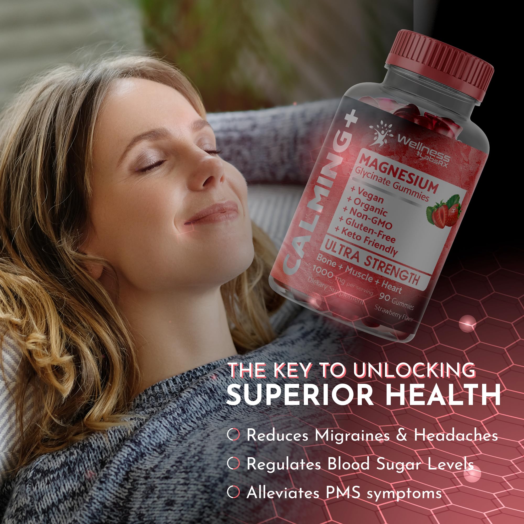 Magnesium Glycinate Gummies - 1000 mg - Magnesium Supplement to Support WELLNESS LABSRX