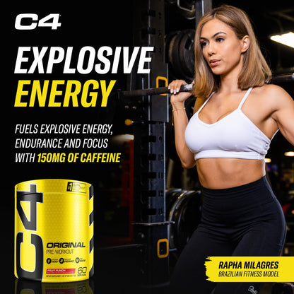 C4 Original Pre Workout Powder Fruit Punch - Vitamin C for Immune Support - Sugar Free