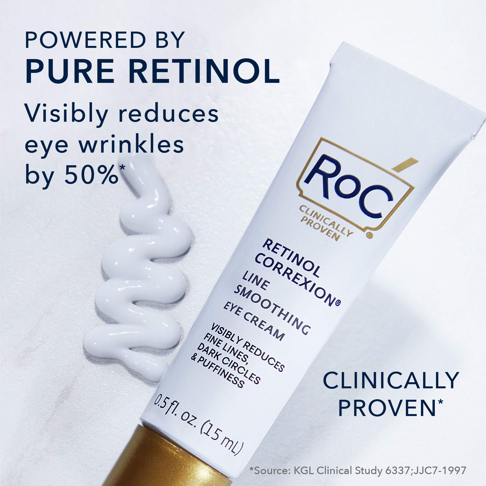 RoC Retinol Correxion Under Eye Cream for Dark Circles & Puffiness, Daily Wrinkle RoC