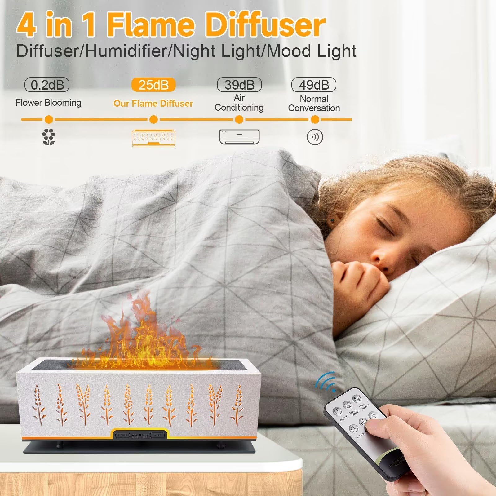 WENPHONE Flame Air Aroma Diffuser Humidifier, Essential Oil Diffuser, 200ml Aromatherapy Diffuser WENPHONE