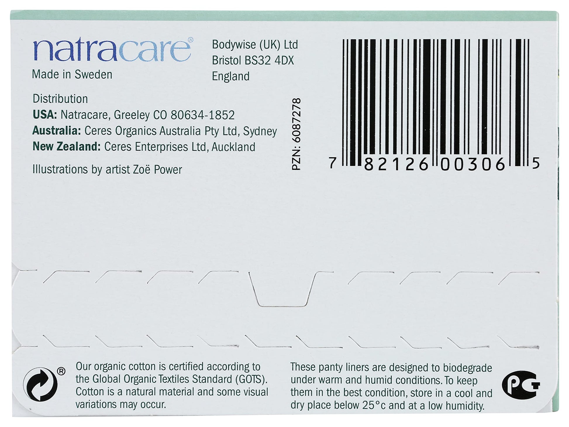 Natracare Natural Organic Curved Panty Liners, with Certified Organic Cotton, Ecologically Certified NATRACARE