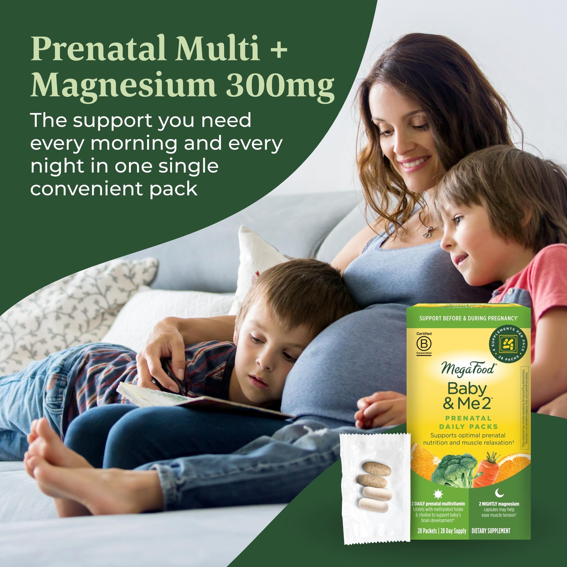 MegaFood Prenatal Vitamin & Minerals + Magnesium Supplement Daily Pack MegaFood