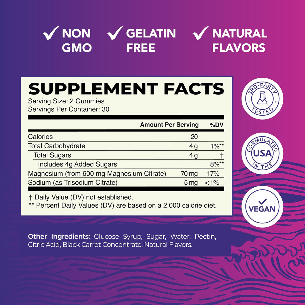 Magnesium Citrate Gummies | 600mg | High Absorption Magnesium for Calm Nobi Nutrition