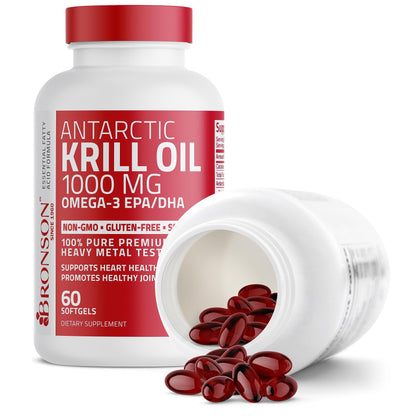 Bronson Antarctic Krill Oil 1000 mg with Omega-3s EPA, DHA, Astaxanthin