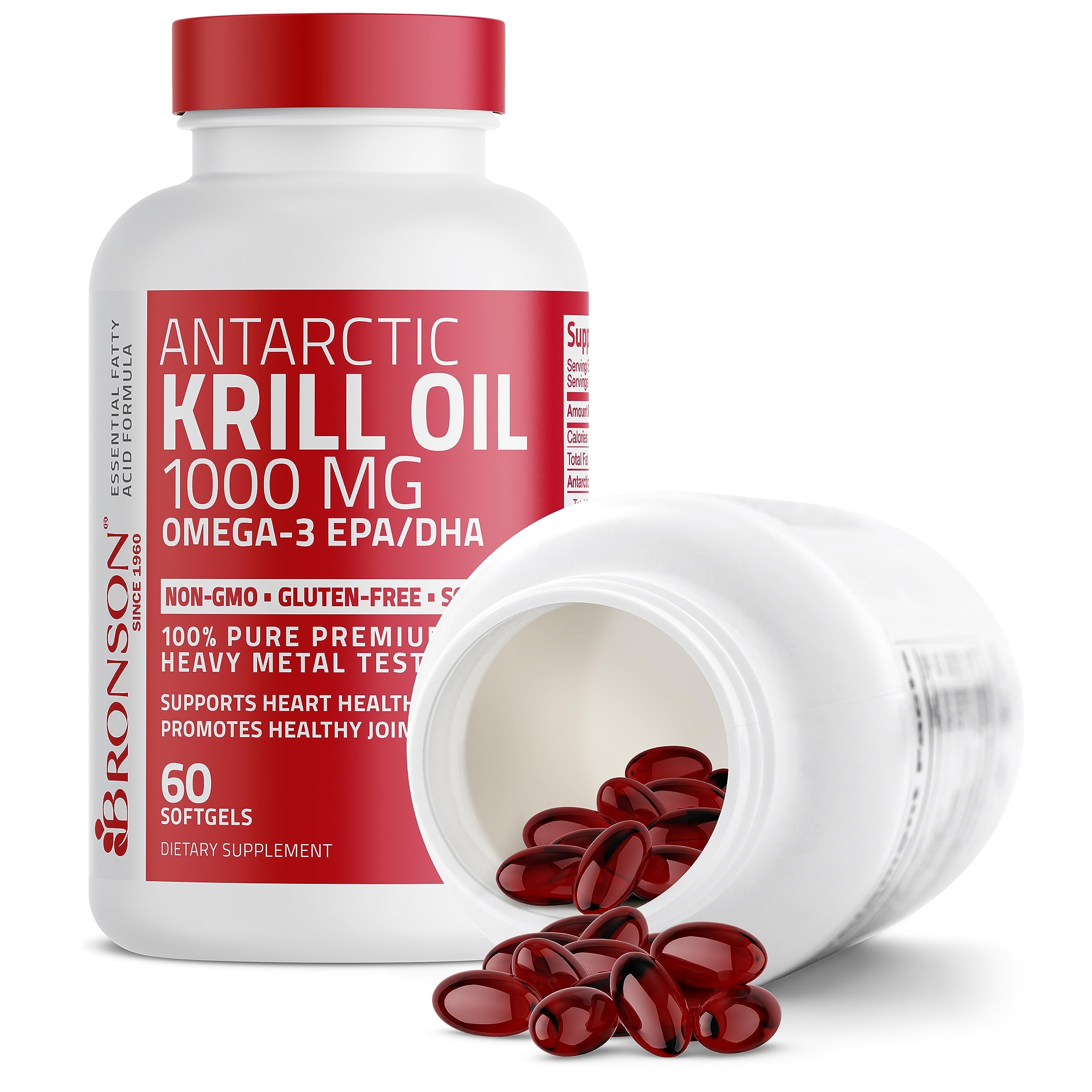 Bronson Antarctic Krill Oil 1000 mg with Omega-3s EPA, DHA, Astaxanthin Bronson