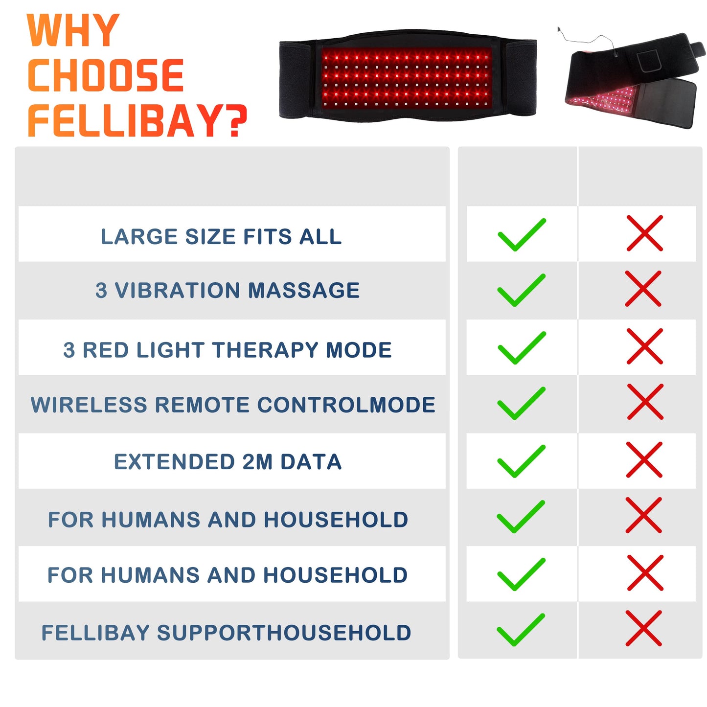 Infrared Red Light Therapy Belt:LED Lamp Vibration Near Body Pain Relief Device Wrap Red