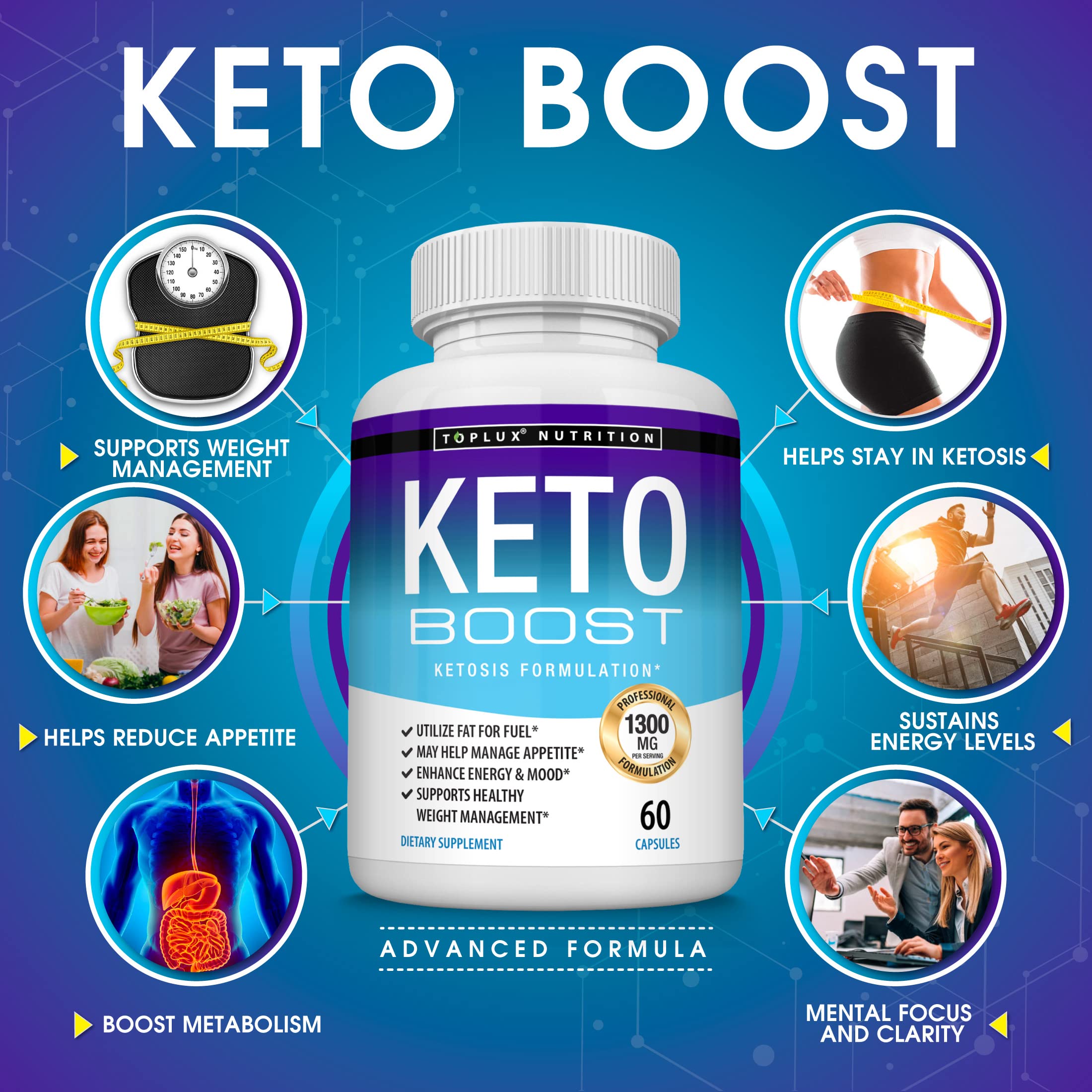 Keto Boost Diet Pills Ketosis Supplement - Natural Exogenous Keto Formula Support Energy