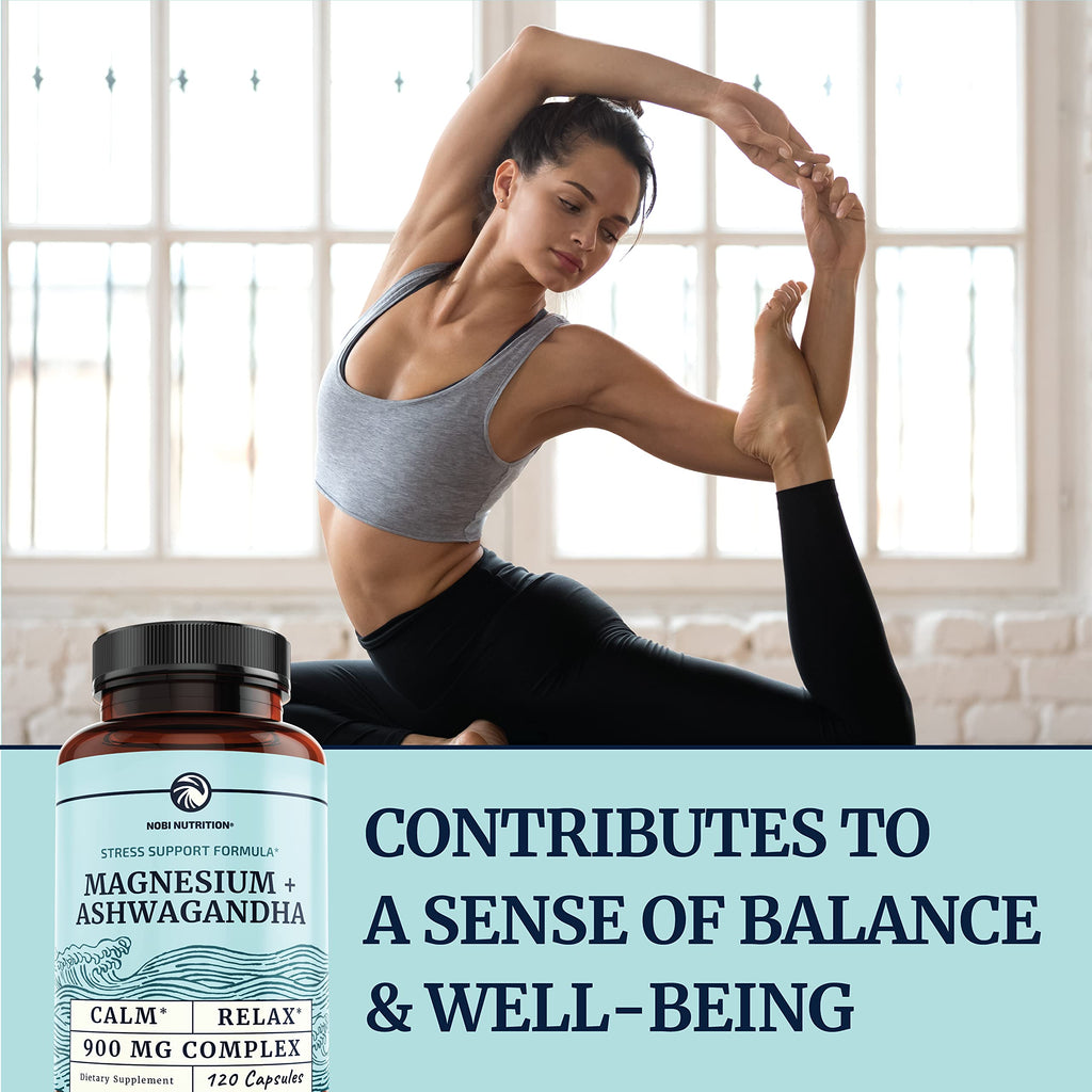 Magnesium Ashwagandha | Calming Magnesium Supplement for Adults | Relax, Rest Nobi Nutrition