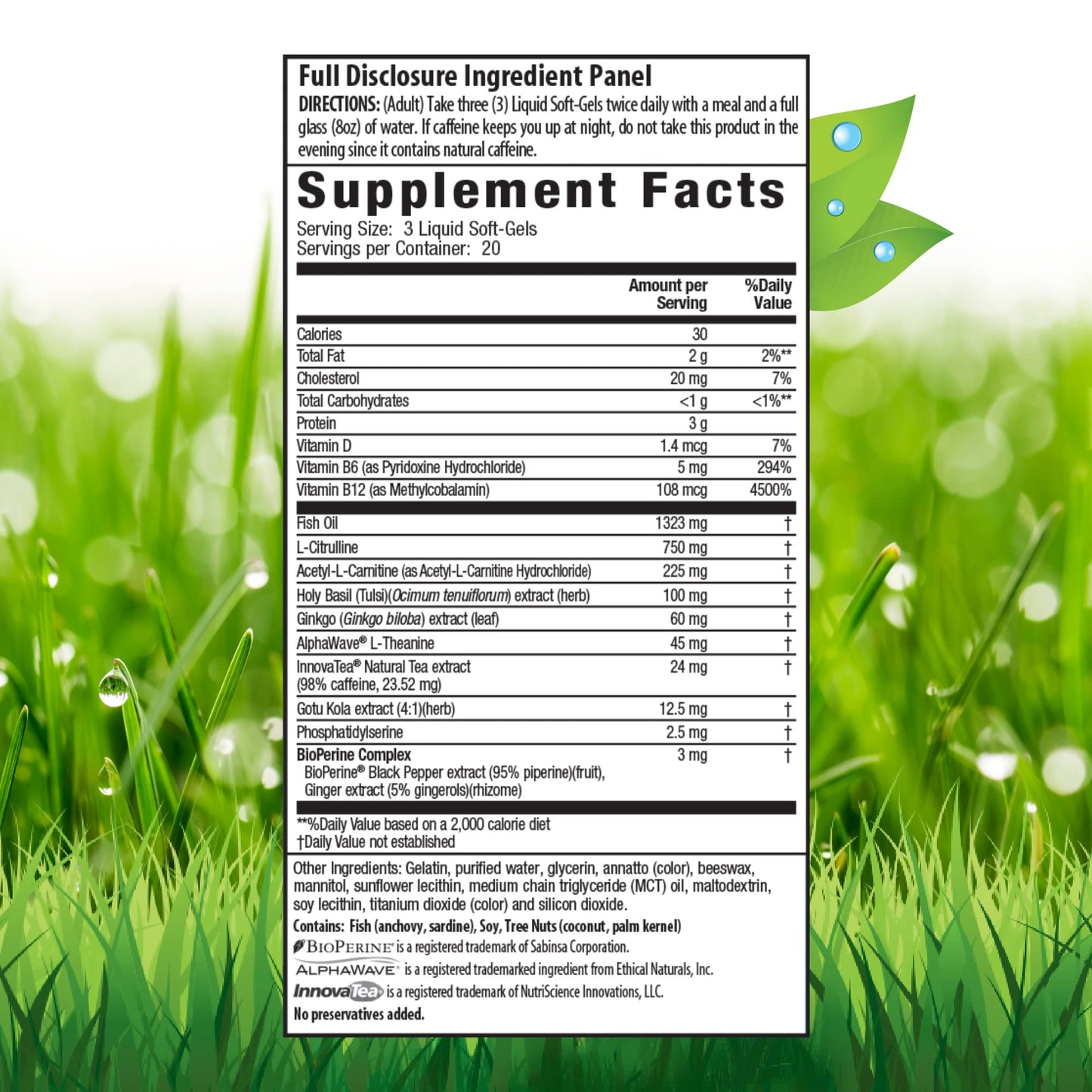 Irwin Naturals Brain Awake Max3 + Nitric Oxide Booster 60 Count