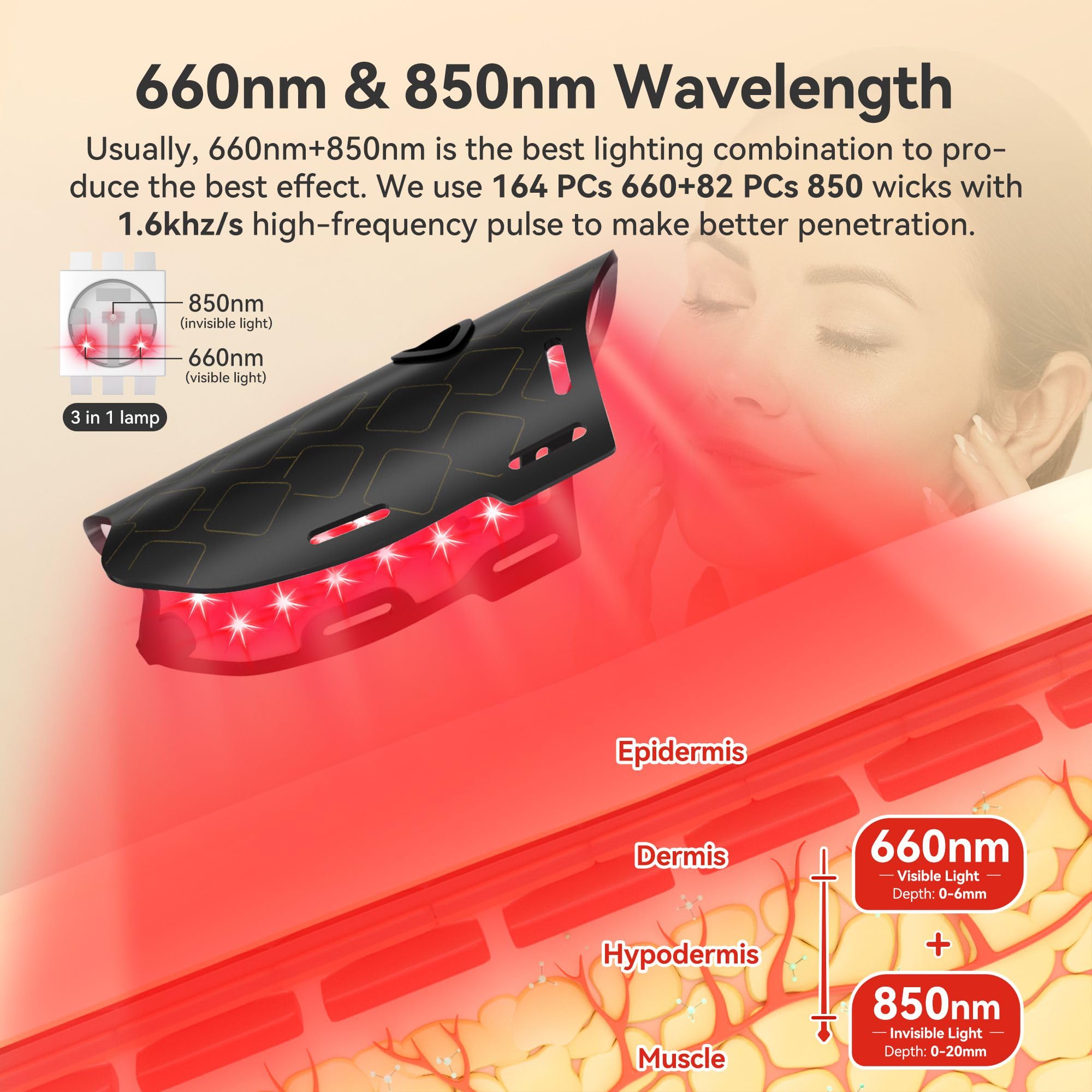 Peng Teng Red Light Therapy for Face, 660NM and 850NM,Innovative use of Monitoring,red Light Therapy Masks PengTeng