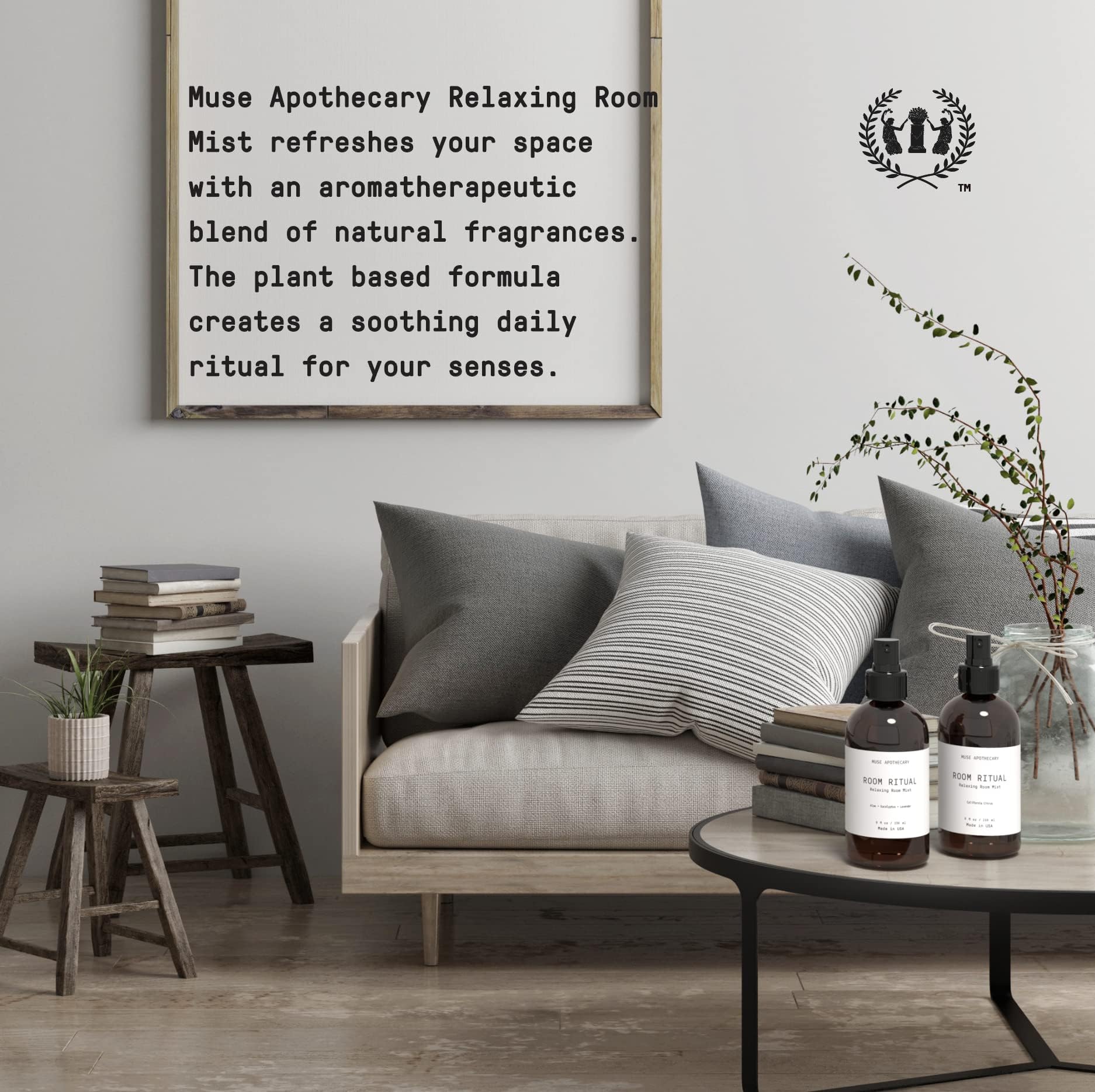 Muse Bath Apothecary Room Ritual - Aromatic and Relaxing Room Mist, 8 oz, Infused Muse Apothecary