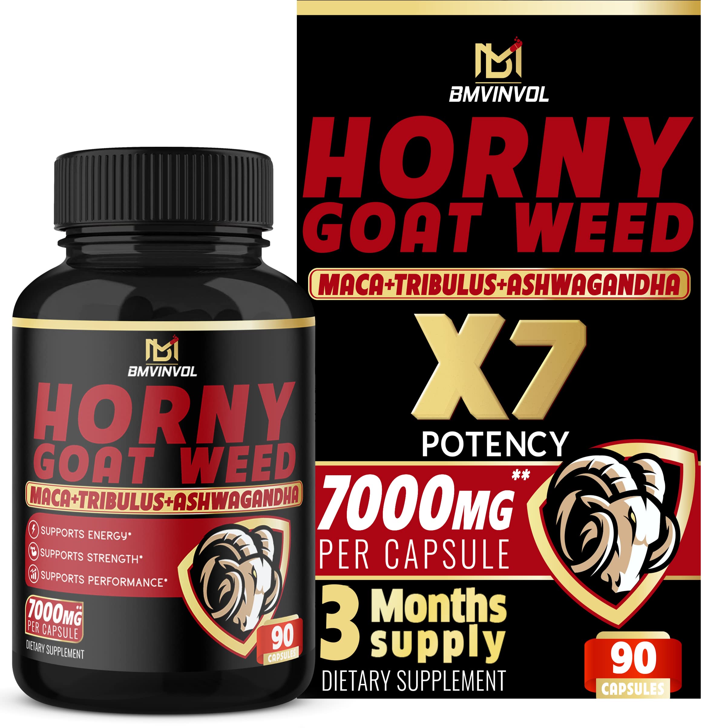 BMVINVOL Horny Goat Weed Capsules - 7000mg Herbal Equivalent
