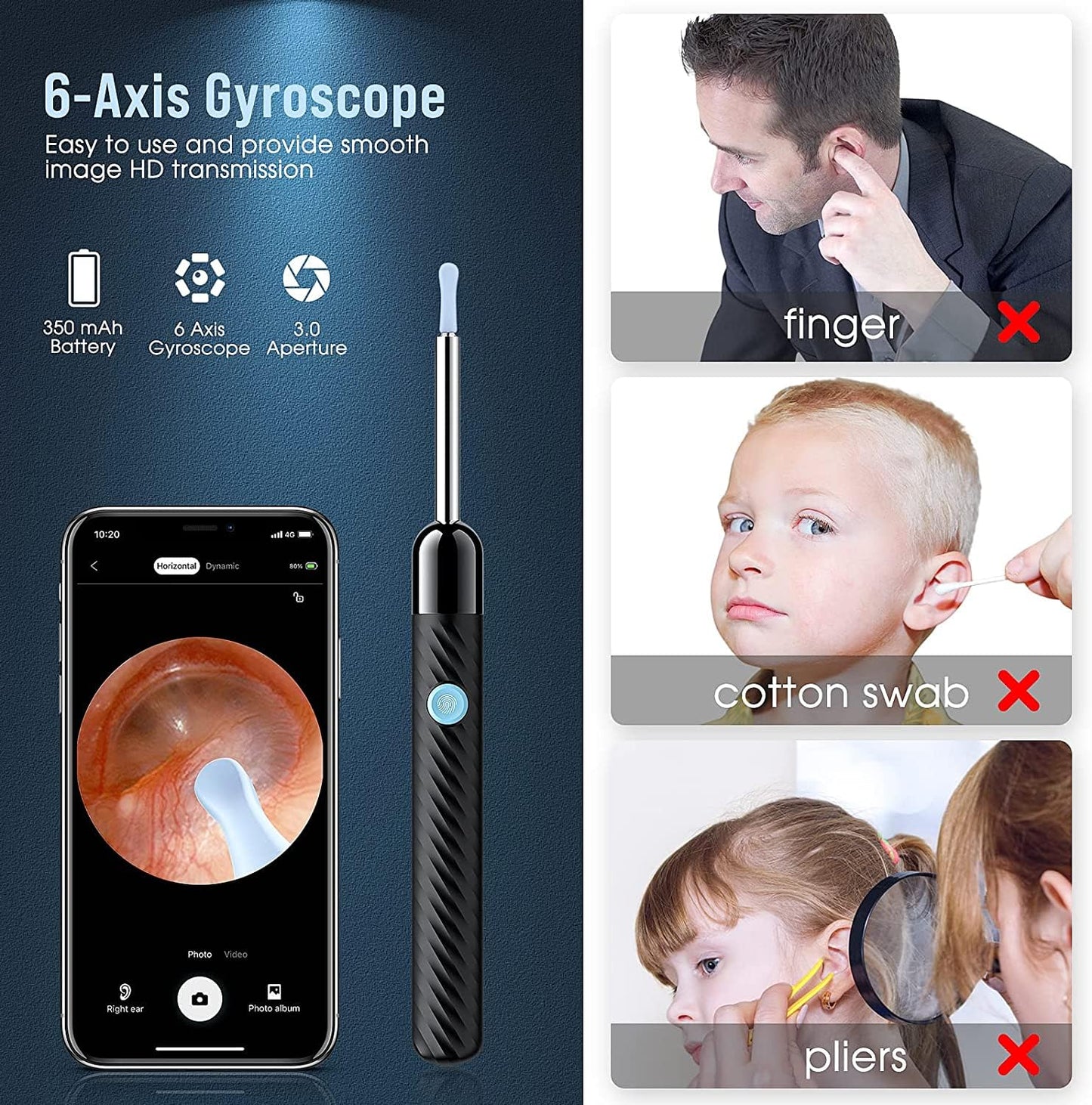 Ear Wax Removal - Earwax Remover Tool with 8 Pcs Ear Set - (Grey)