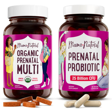 Premium Prenatal Bundle of 2 - Organic Prenatal Multi & Natural Probiotics - Essential Nutrition for Women