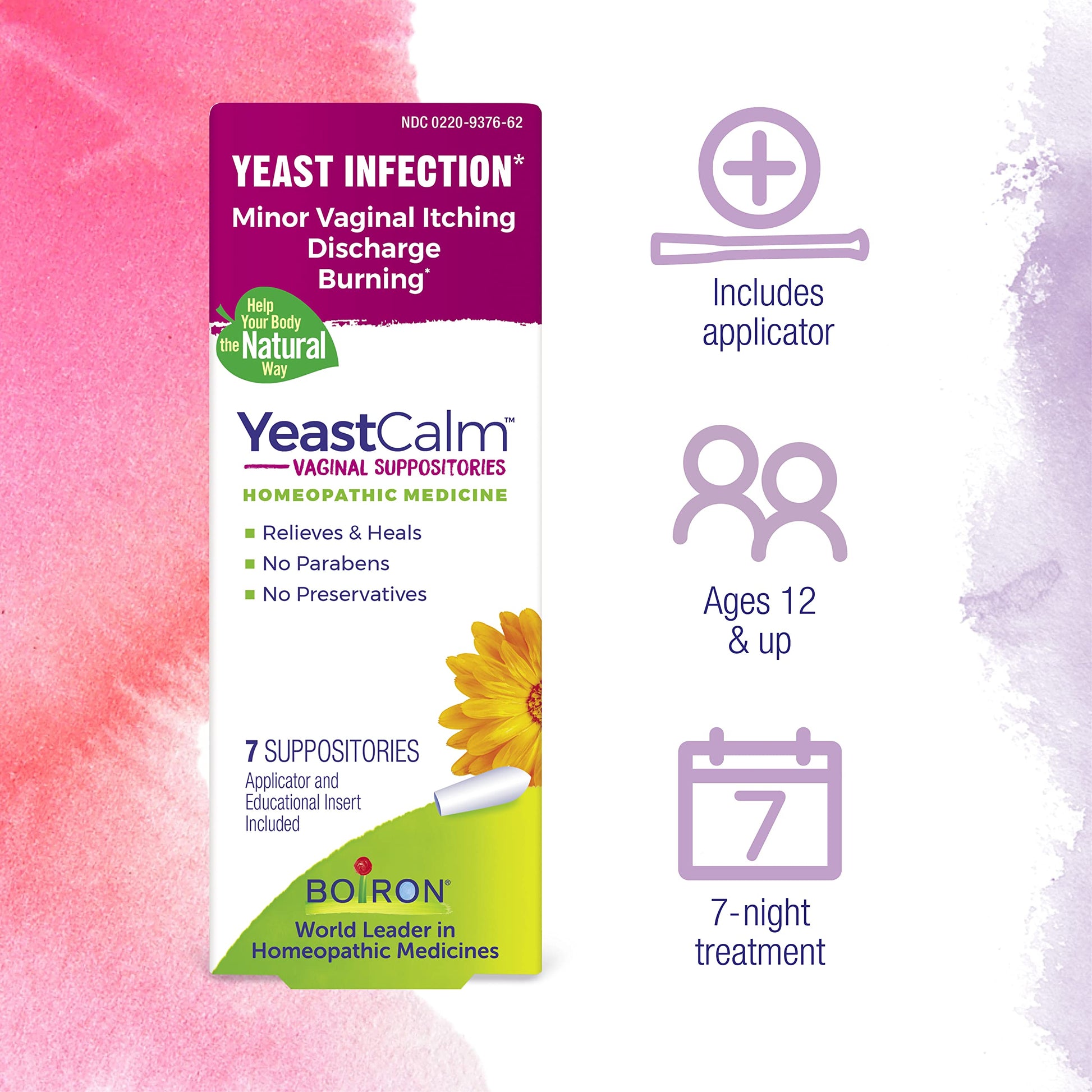 oiron YeastCalm Homeopathic Suppositories for Yeast Infections, Burning, Discharge Boiron