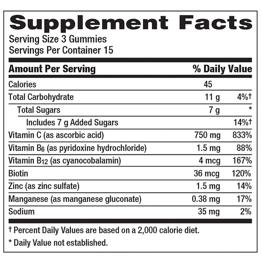 Emergen-C 750mg Vitamin C Gummies for Adults, Immunity Gummies with B Vitamins
