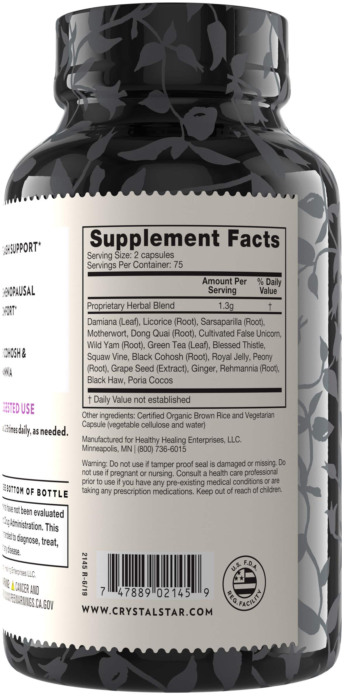 Crystal Star Estro G Balance Supplement (150 Capsules) – Herbal Menopause Support Crystal Star