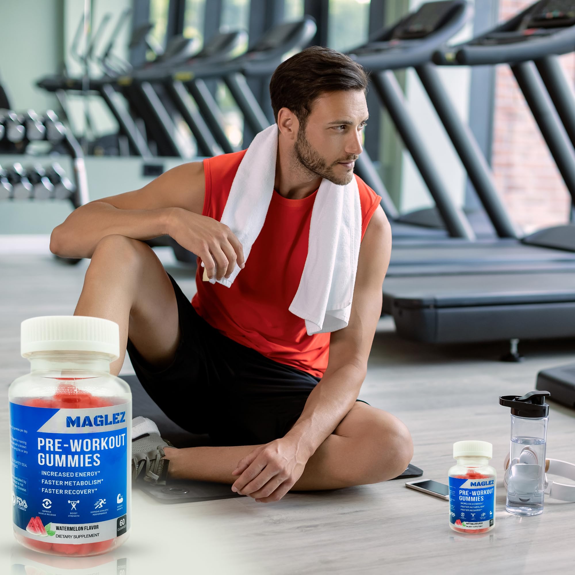 Maglez, Pre Workout Gummies for Men & Women, PreWorkout Gummy with Beta Alanine | Organic Caffeine | Chromium Picolinate | Gluten free, Vegan, increased energy, faster metabolism & recovery (60 gummy)