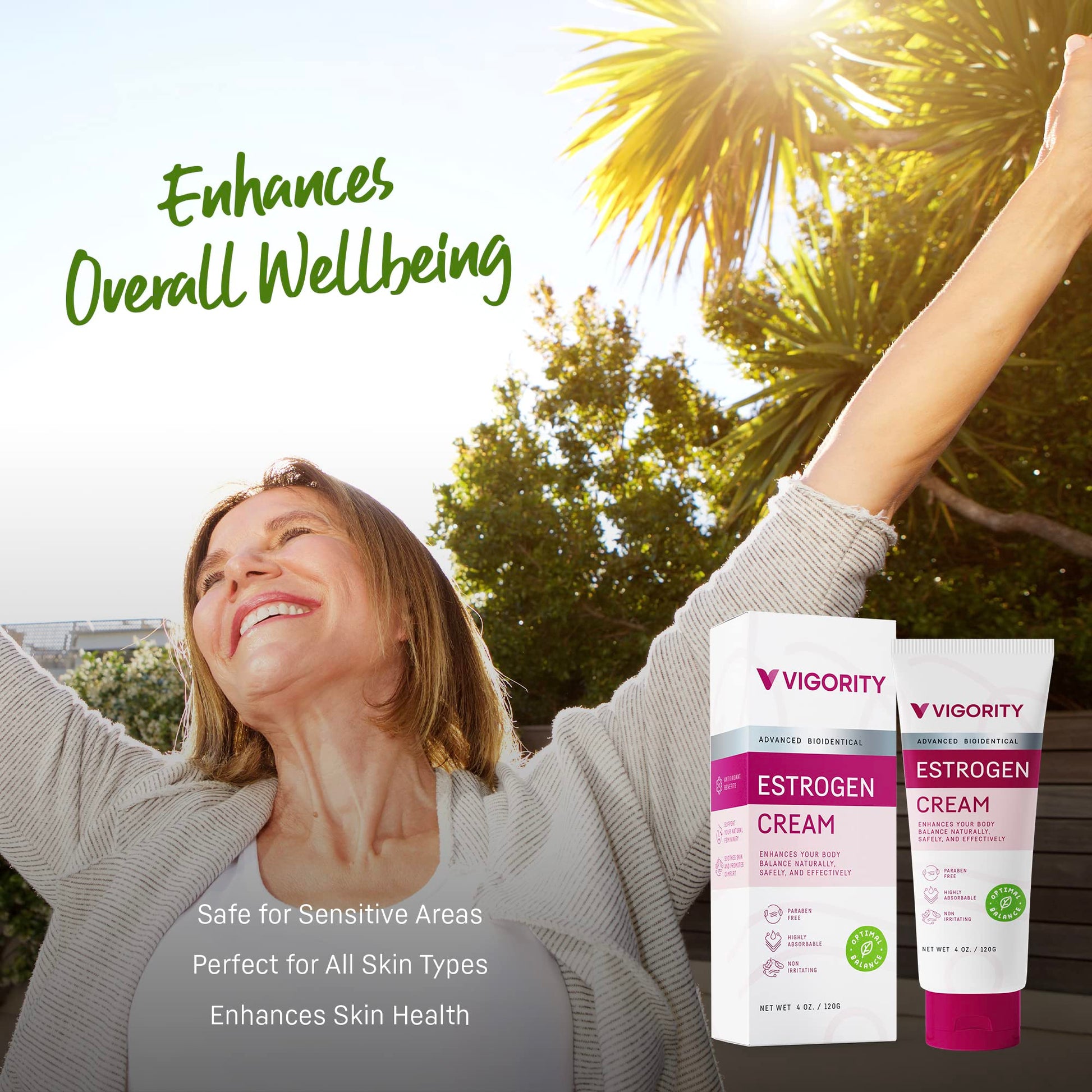 Estrogen Cream For Women, Natural Bioidentical, Hot Flashes Menopause Relief, Estrogen Cream Vigority