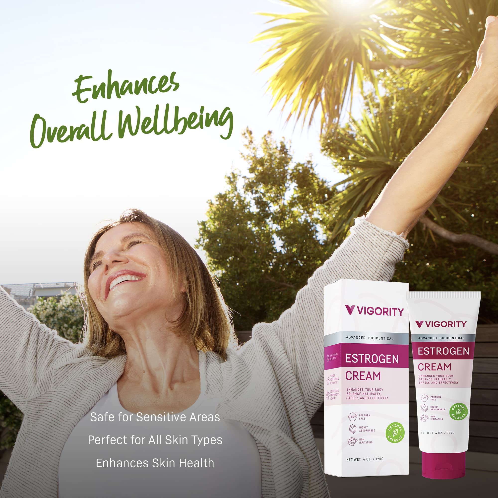 Estrogen Cream For Women, Natural Bioidentical, Hot Flashes Menopause Relief, Estrogen Cream Vigority