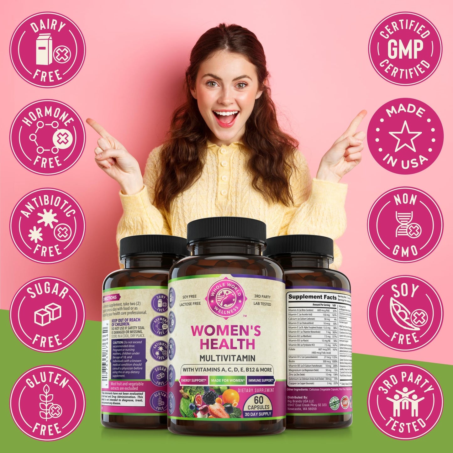 Womens Daily Multivitamins & Multimineral Supplement for Energy, Mood, Focus, Hair