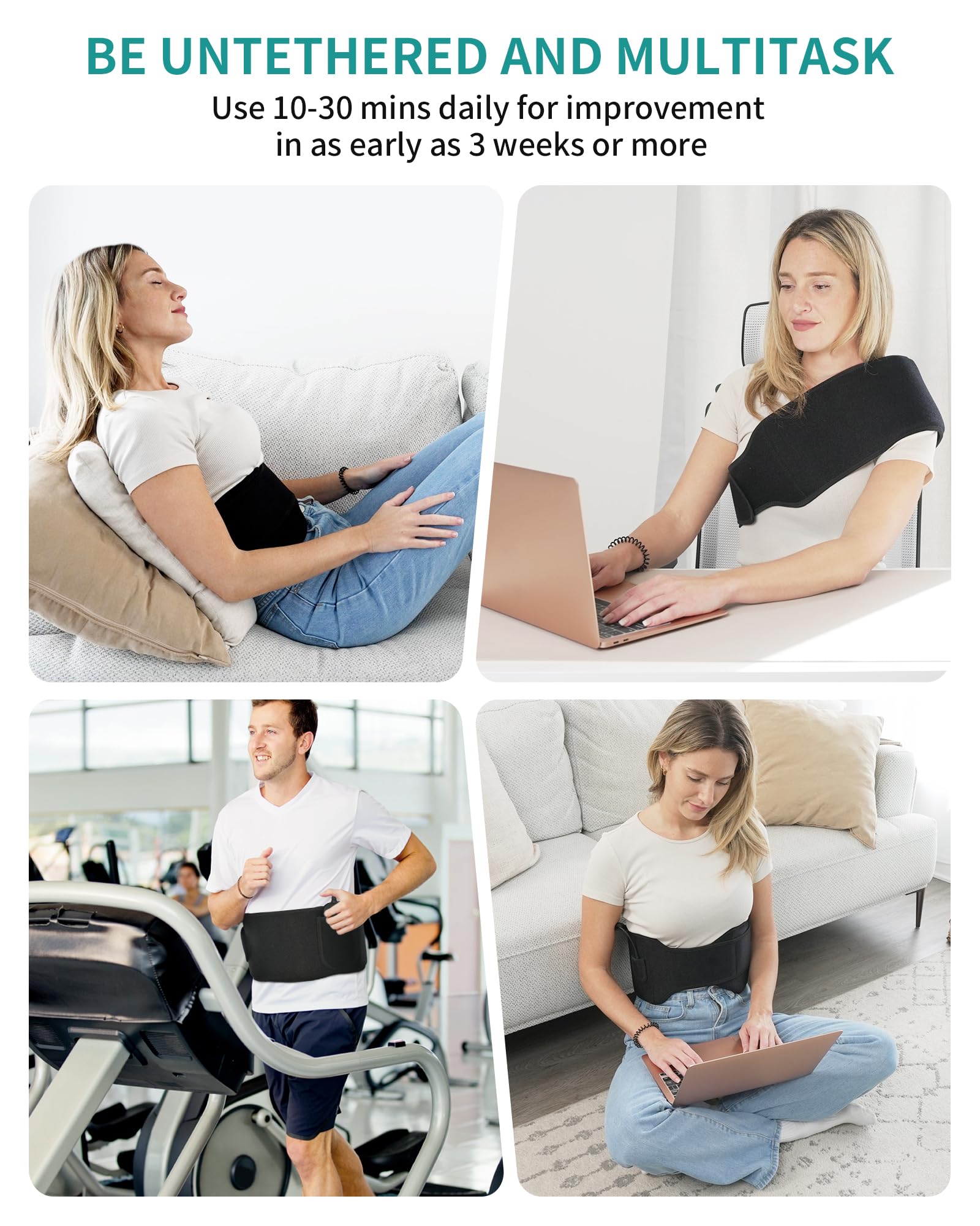 Nekteck Red Light Therapy Belt for Body, Wireless Near-Infrared Light Pad for Pain Relief, Inflammation Nekteck