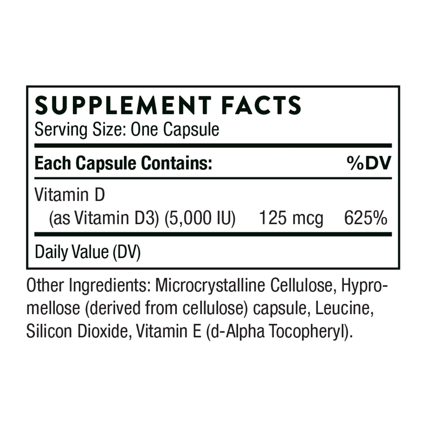 THORNE Vitamin D-5000 - Vitamin D3 Supplement - Support Healthy Bones, Teeth