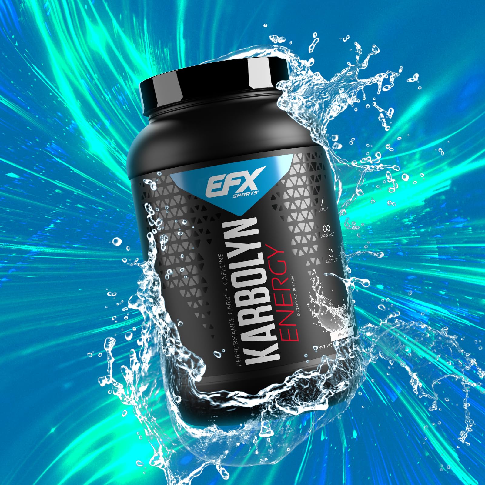 EFX Sports Karbolyn Energy | Performance Carbohydrate Powder + Caffeine | Carb Load & Energize | 250mg Caffeine | Sugar Free | 38 Servings (Neutral)
