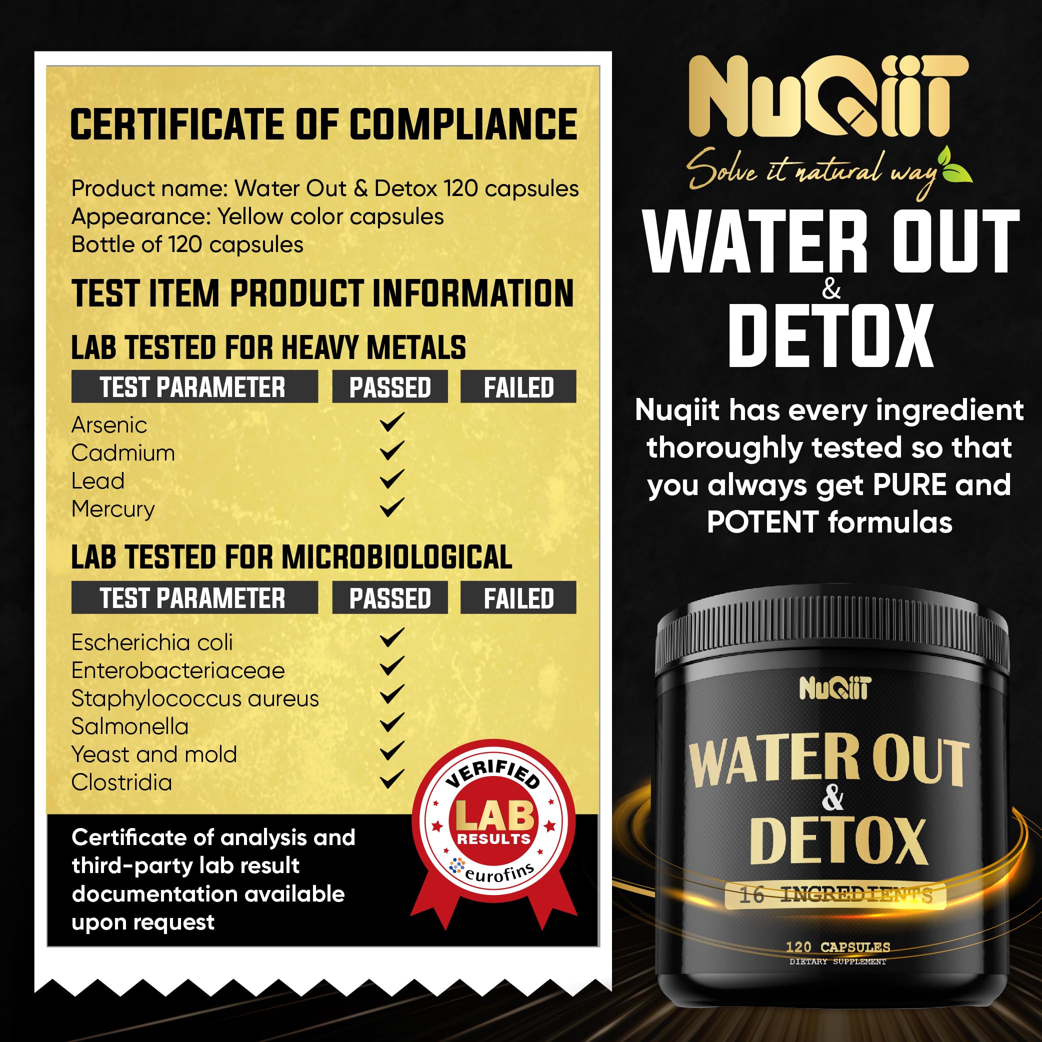 Nuqiit Water Out Supplement with Dandelion Root 12000mg Apple Cider Vinegar 4500mg & More Nuqiit