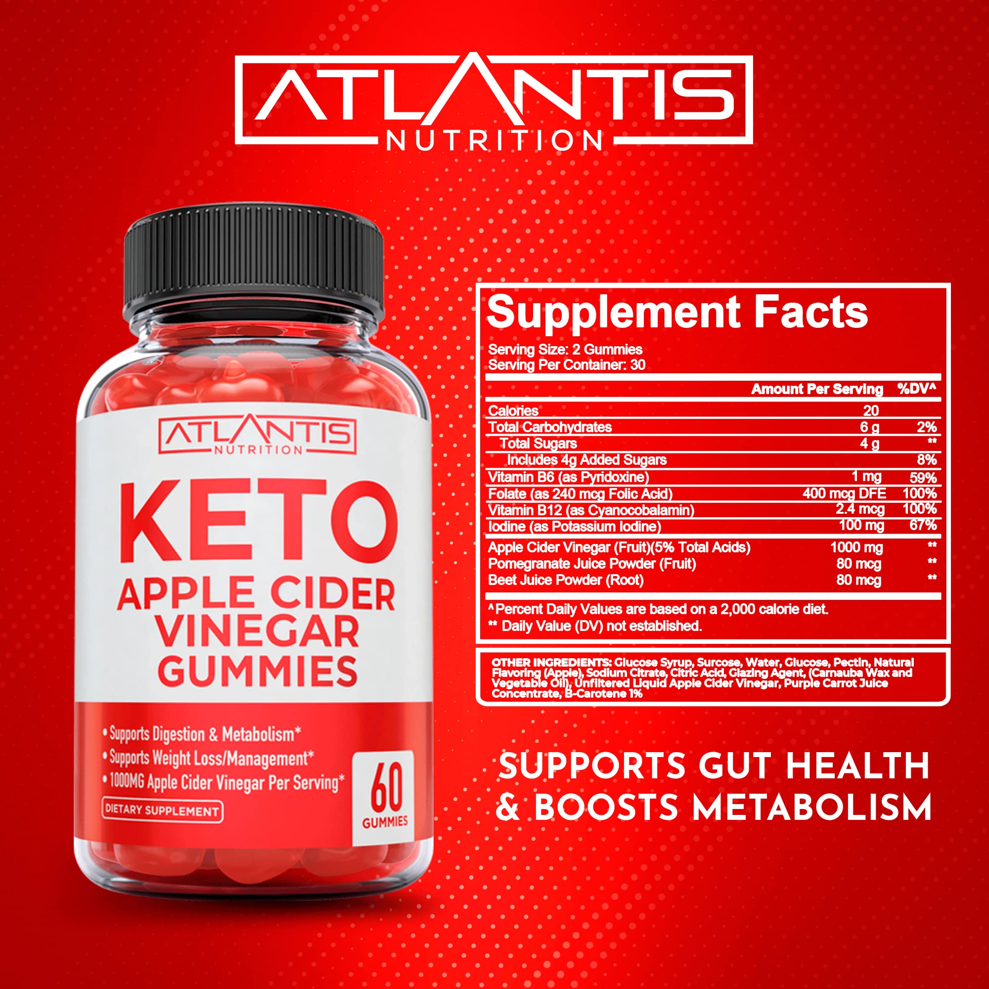 Keto ACV Gummies for Weight Loss - Apple Cider Vinegar Keto ACV Gummies Formulated Atlantis Nutrition