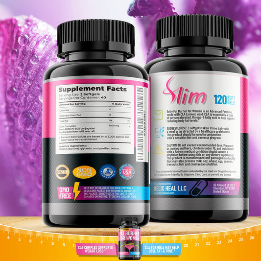 Helix Heal Belly Fat Burner for Women - Lose Stomach Fat w/Softgel Diet Pills for Weight Loss