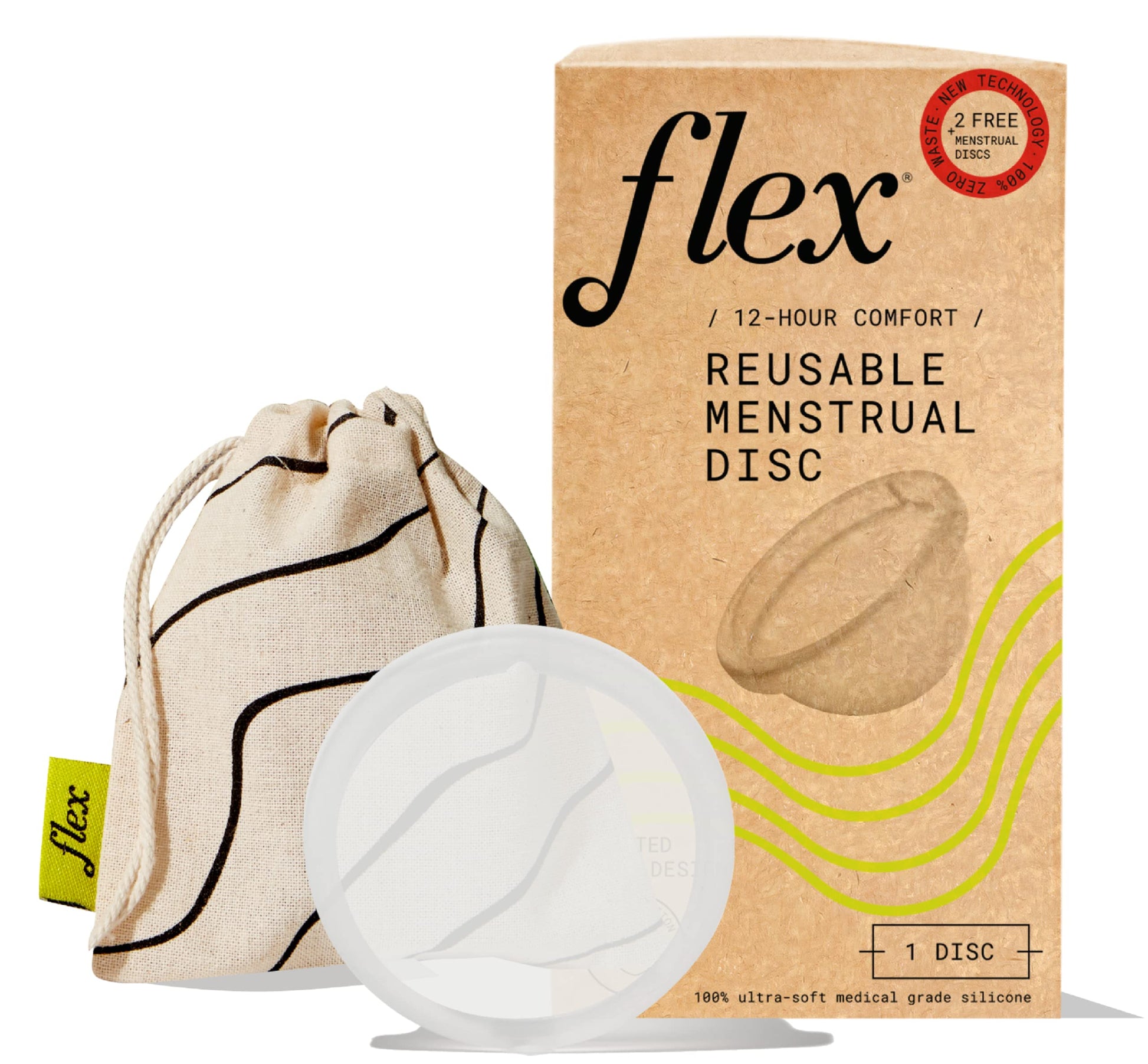 Flex Reusable Disc | Reusable Menstrual Disc | Tampon, Pad, and Cup Alternative | Capacity of 6 Super