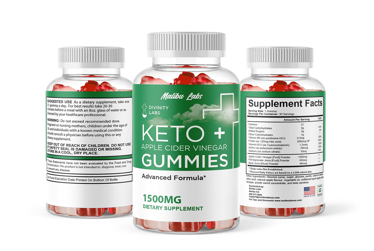 Divinity Labs Keto ACV Gummies, Apple Cider Vinegar Ketosis, New Strong Time Released