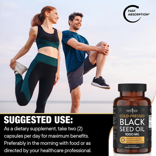 Black Seed Oil Softgel Capsules - Premium Cold-Pressed Nigella Sativa Producing Pure
