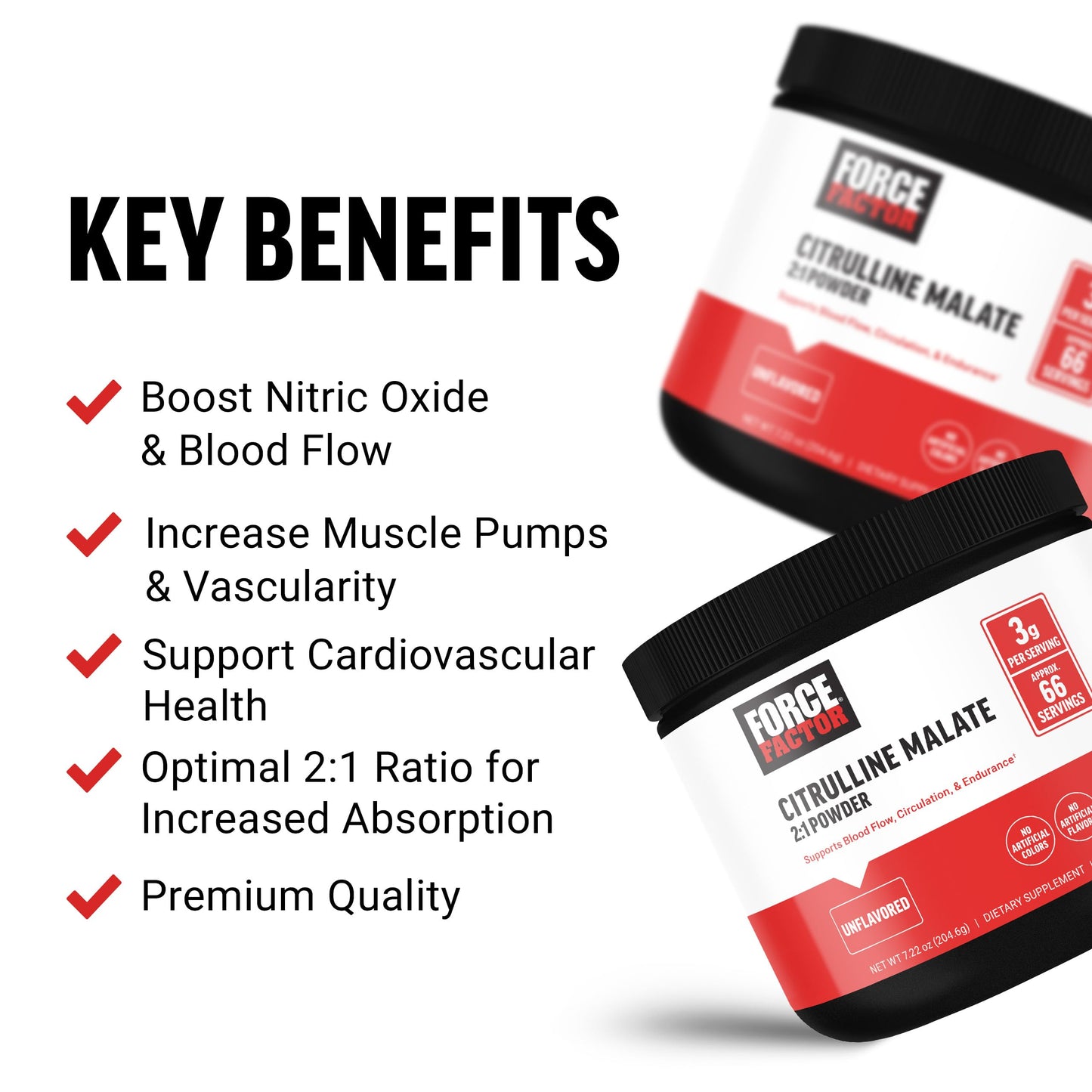 FORCE FACTOR Citrulline Malate 2:1, L Citrulline Supplement for Men to Boost Nitric Oxide