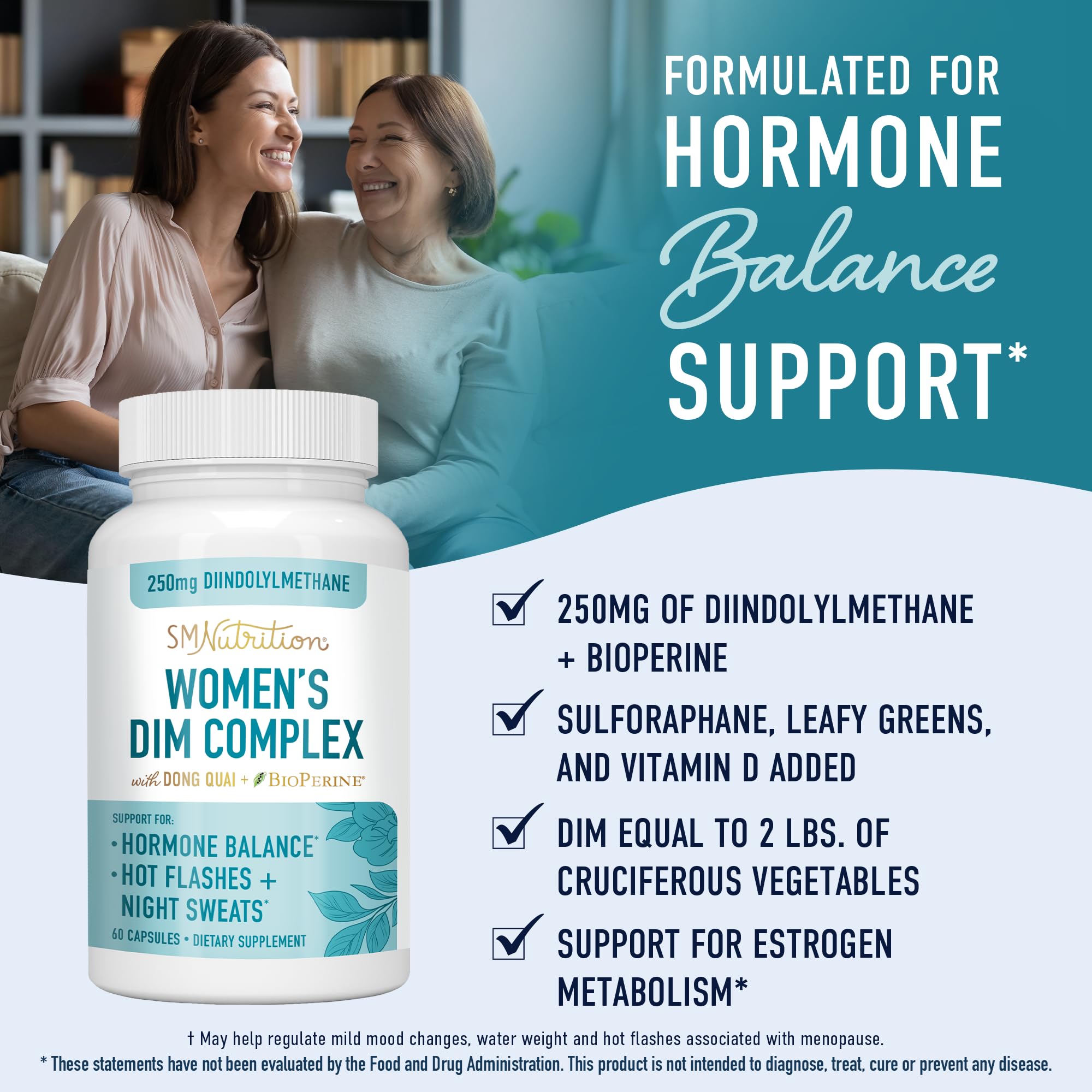 DIM Supplement Complex 250 mg | Estrogen Balance for Women | Hormone Menopause Relief SMNutrition