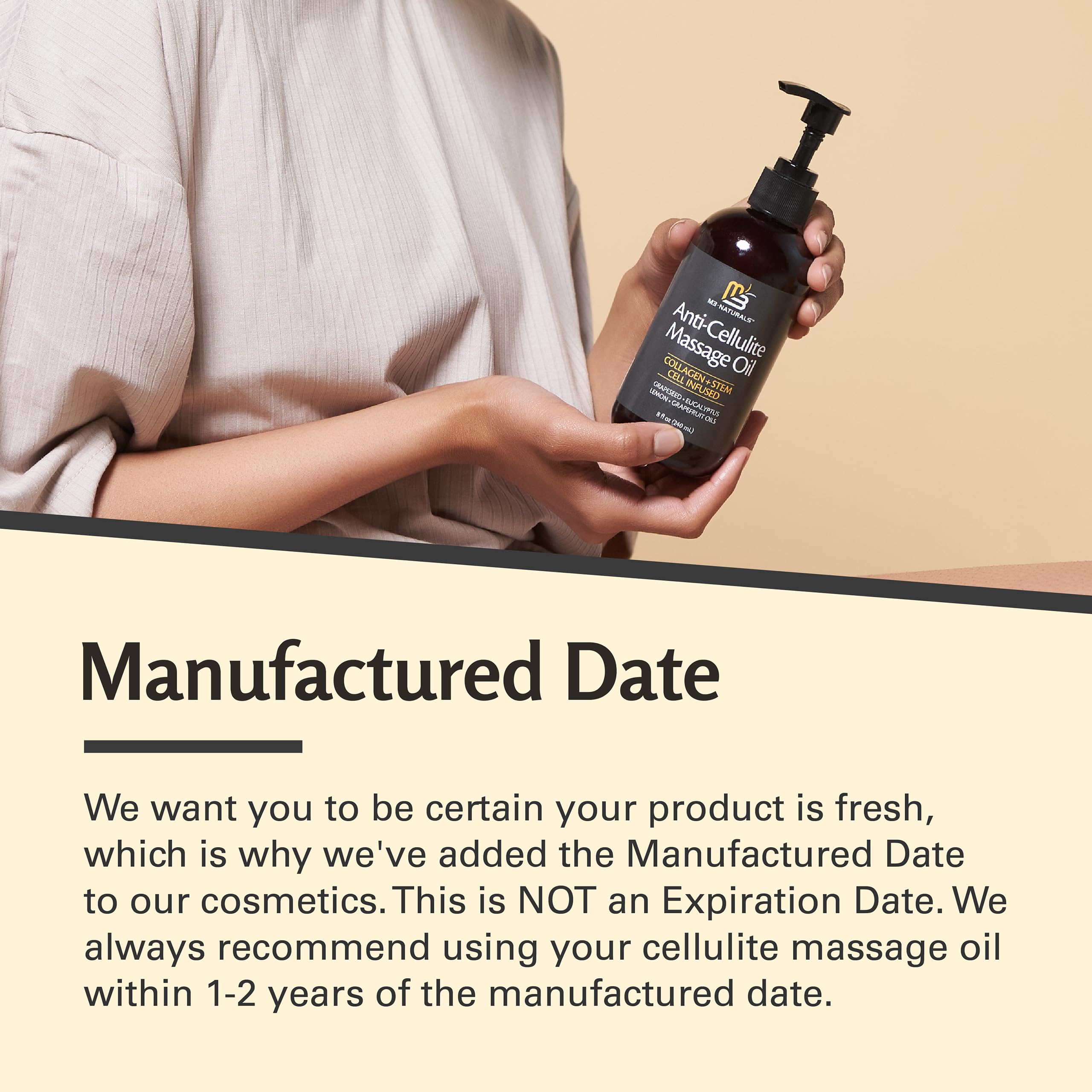 Anti Cellulite Massage Oil for Massage Therapy - Collagen and Stem Cell Skin Tightening M3 Naturals