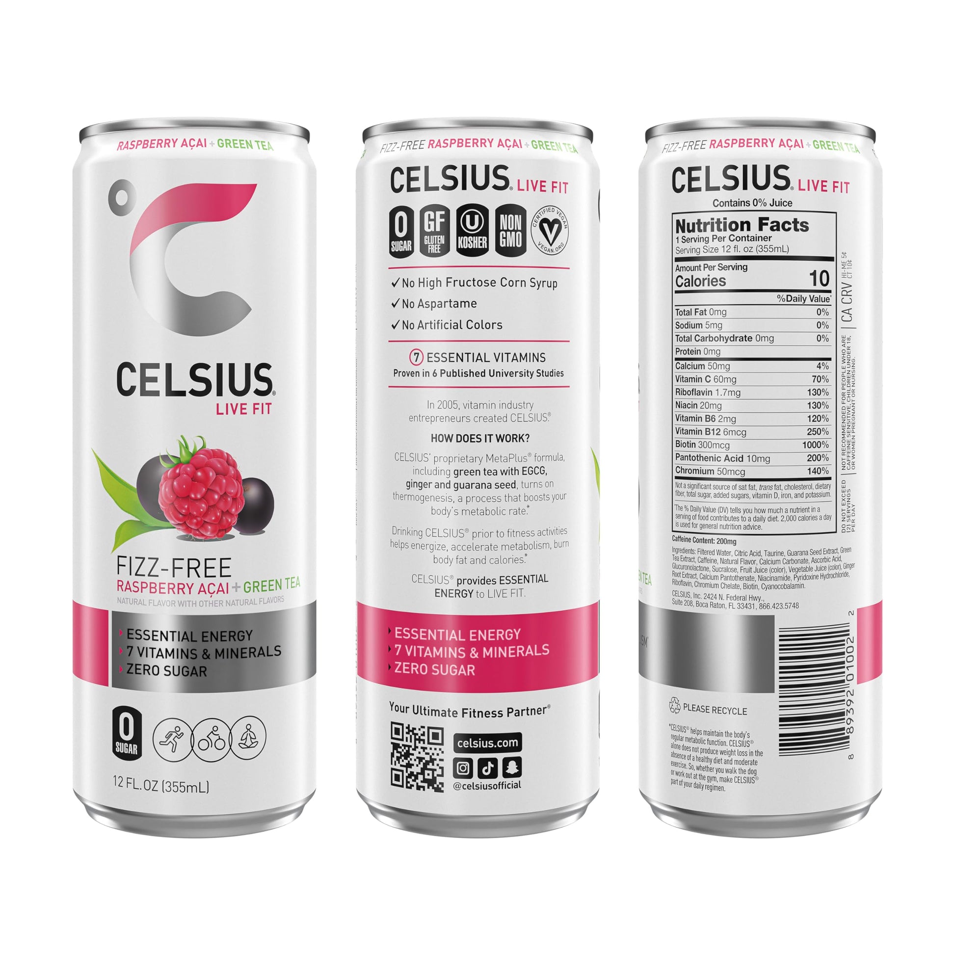 CELSIUS Fizz Free Variety Pack, Functional Essential Energy Drink 12 Fl Oz (Pack of 12) CELSIUS